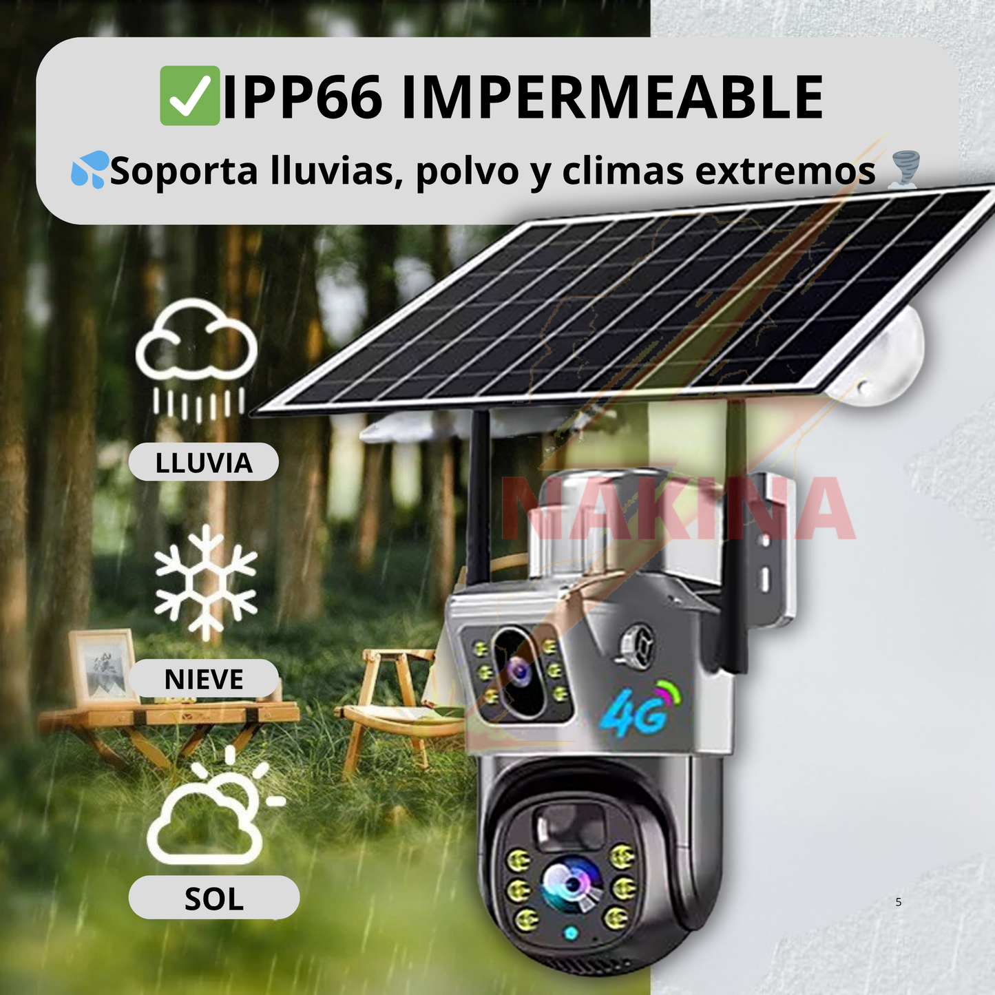 ☀️Cámara Solar Doble Lente 4G 12MP HD 360° IP66🔋