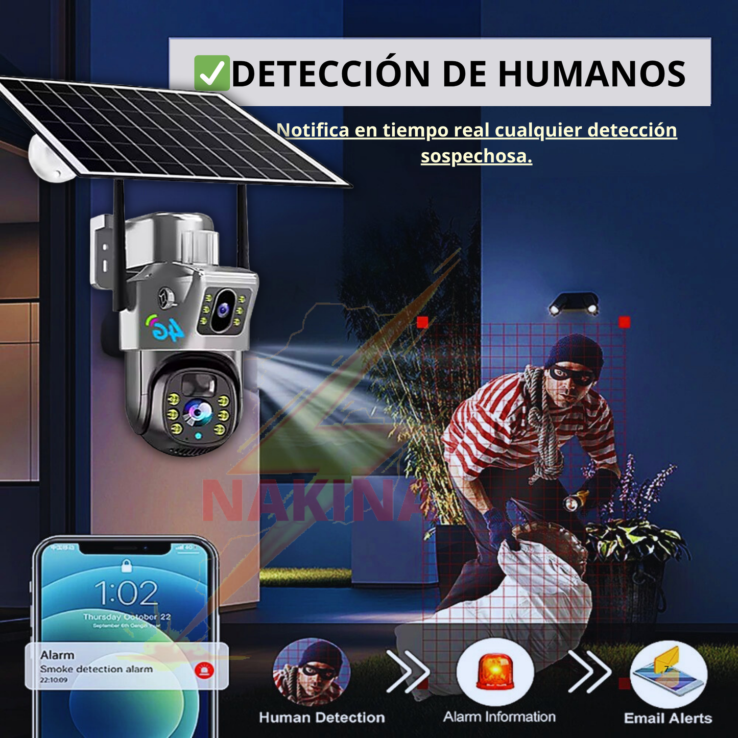 ☀️Cámara Solar Doble Lente 4G 12MP HD 360° IP66🔋