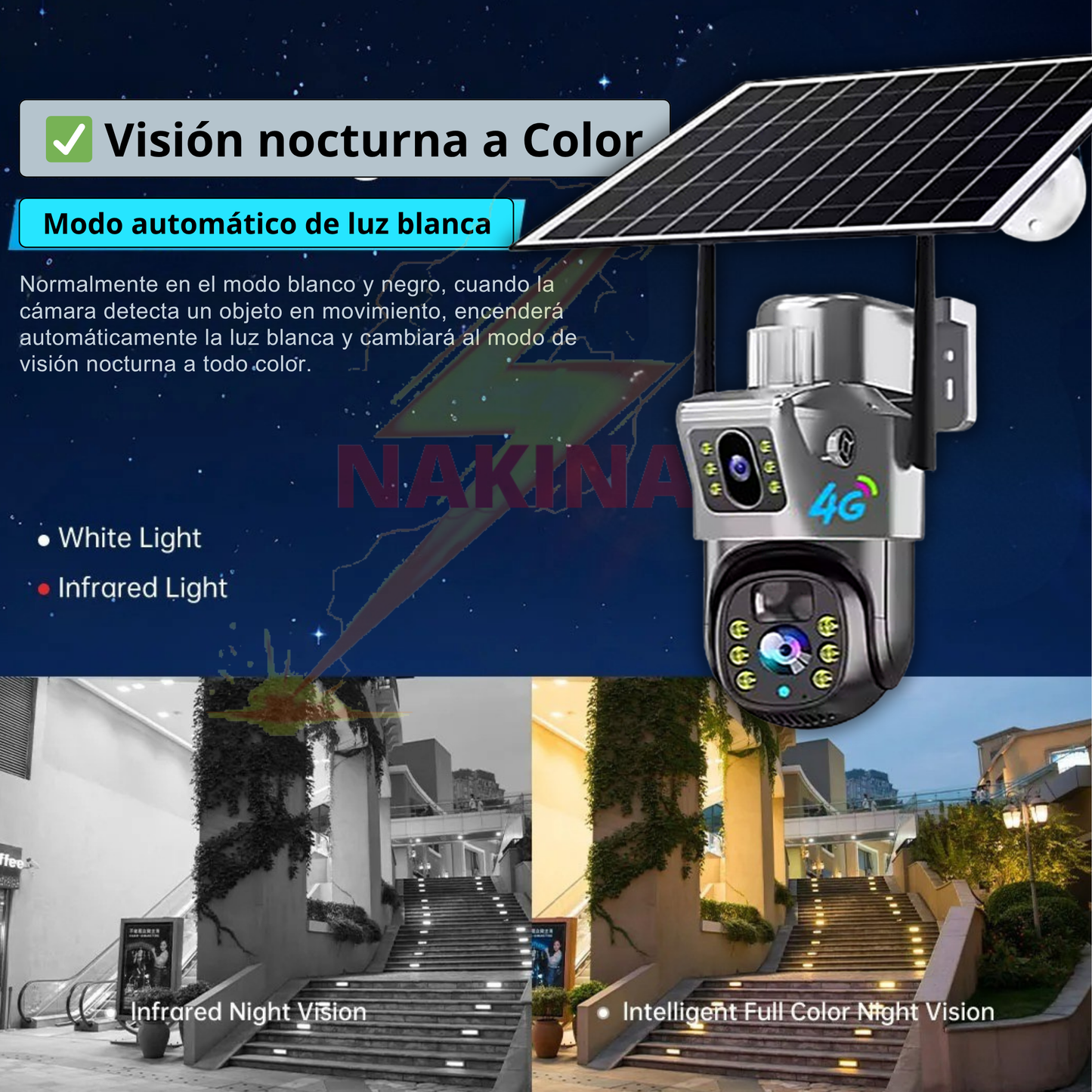 ☀️Cámara Solar Doble Lente 4G 12MP HD 360° IP66🔋