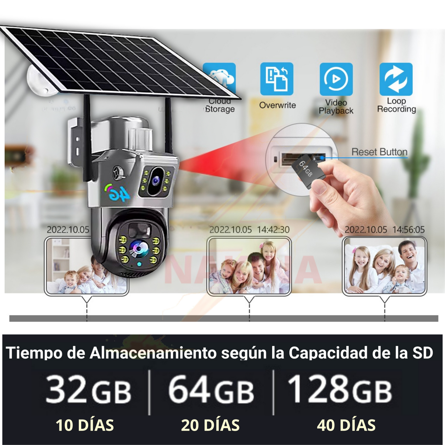 ☀️Cámara Solar Doble Lente 4G 12MP HD 360° IP66🔋