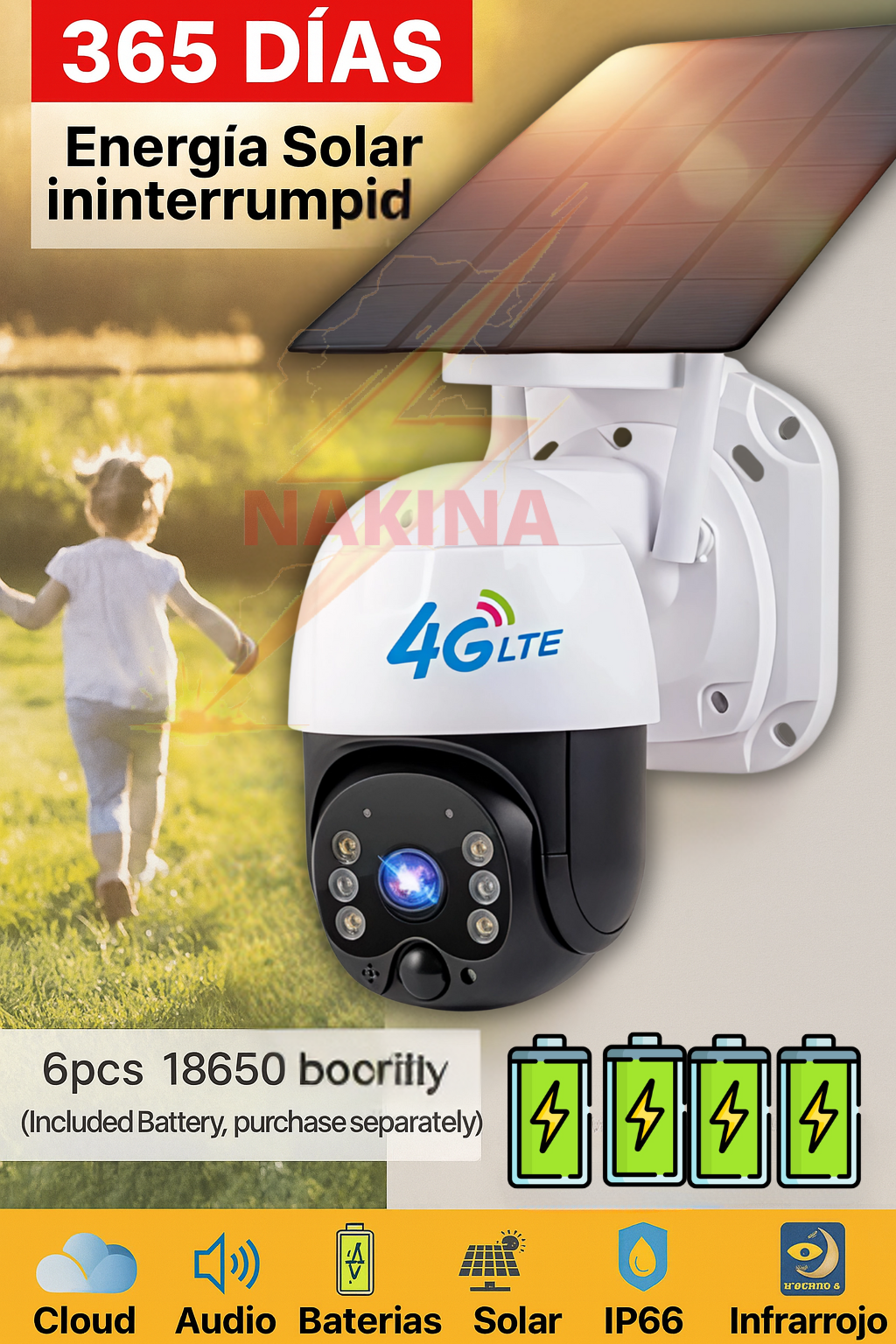 🔥Cámara Solar 4G SIM CARD Exterior 12MP HD 360° IP66 Batería