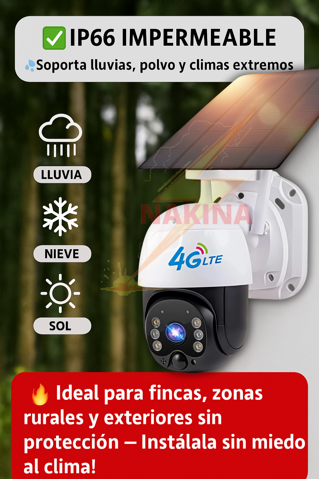 🔥Cámara Solar 4G SIM CARD Exterior 12MP HD 360° IP66 Batería