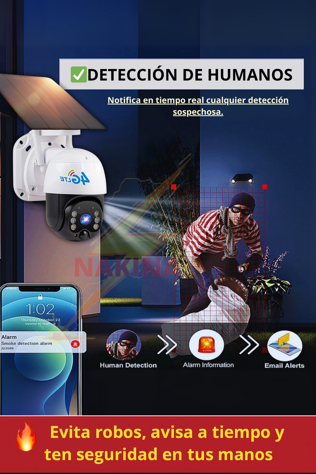 🔥Cámara Solar 4G SIM CARD Exterior 12MP HD 360° IP66 Batería