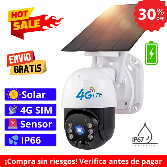 🔥Cámara Solar 4G SIM CARD Exterior 5MP HD 360° IP66 Batería