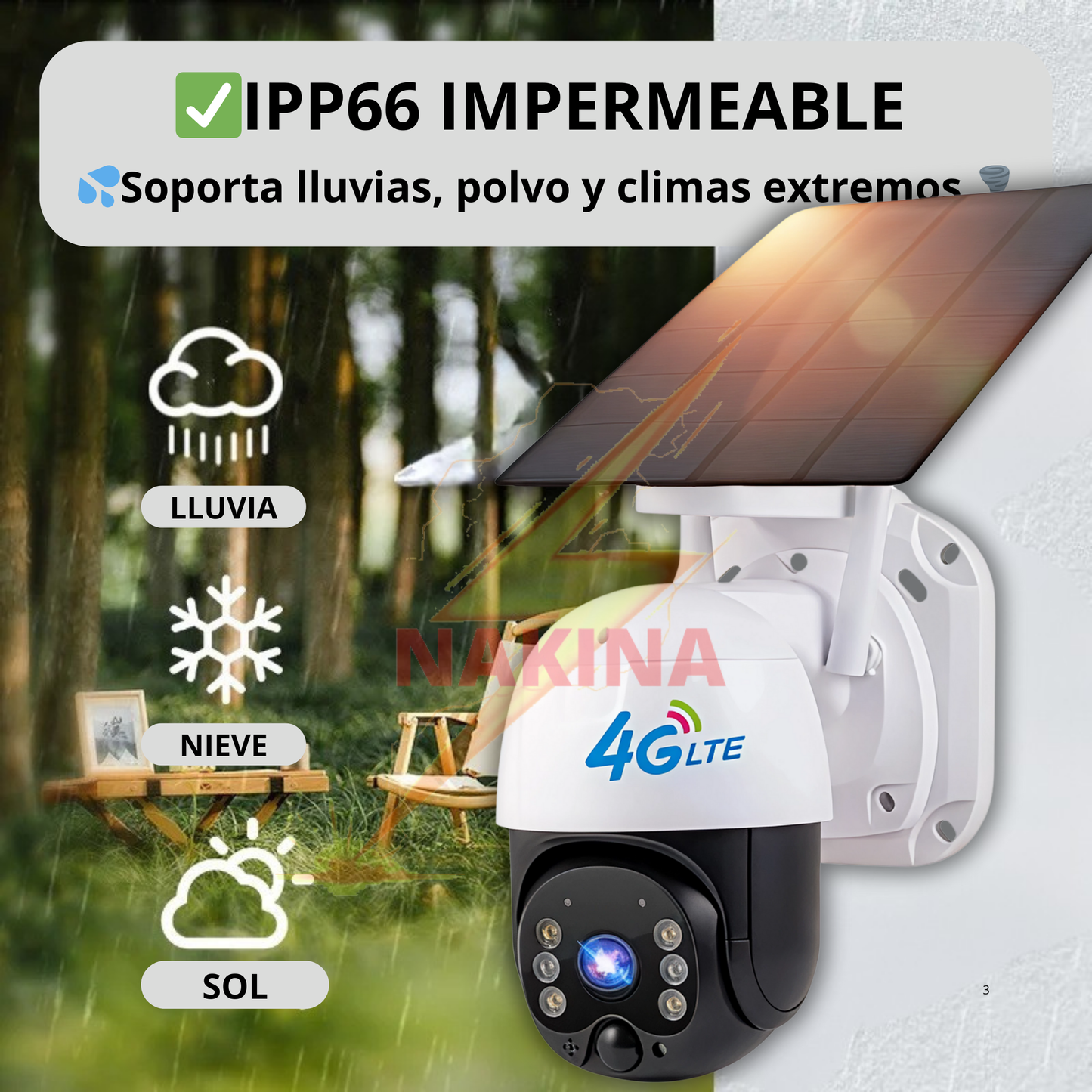🔥Cámara Solar 4G SIM CARD Exterior 5MP HD 360° IP66 Batería