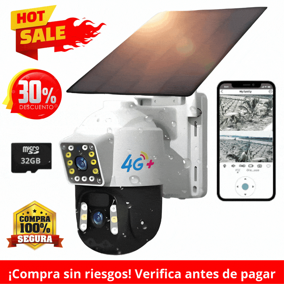 Cámara Solar Doble Lente SIM CARD Exterior 5MP HD 360° IP66 Recargable