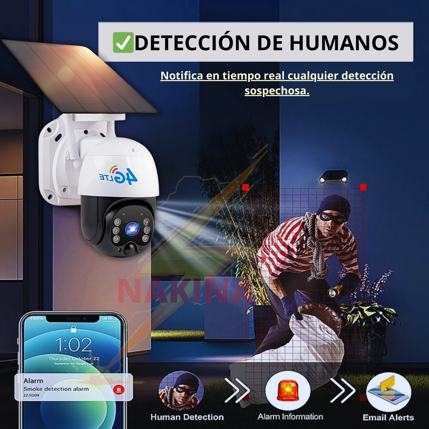 🔥Cámara Solar 4G SIM CARD Exterior 5MP HD 360° IP66 Batería