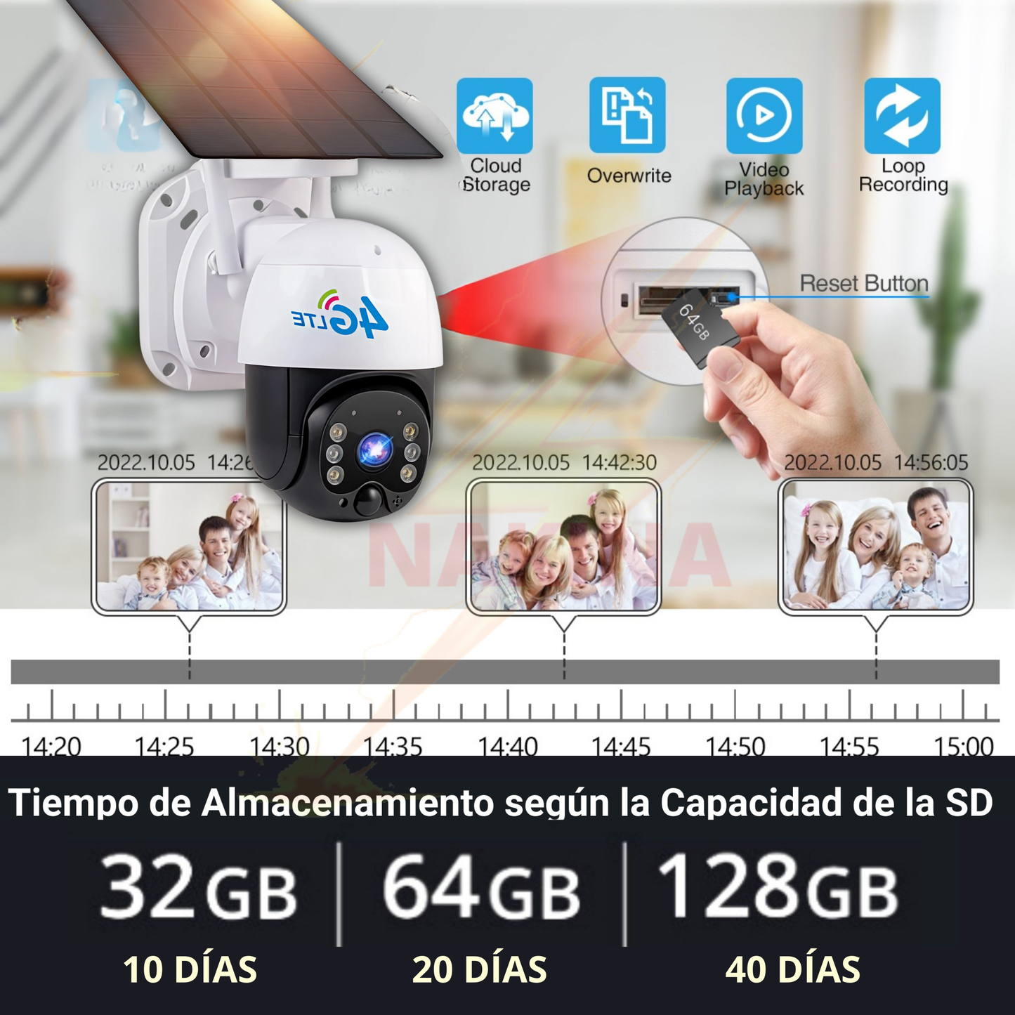 🔥Cámara Solar 4G SIM CARD Exterior 5MP HD 360° IP66 Batería