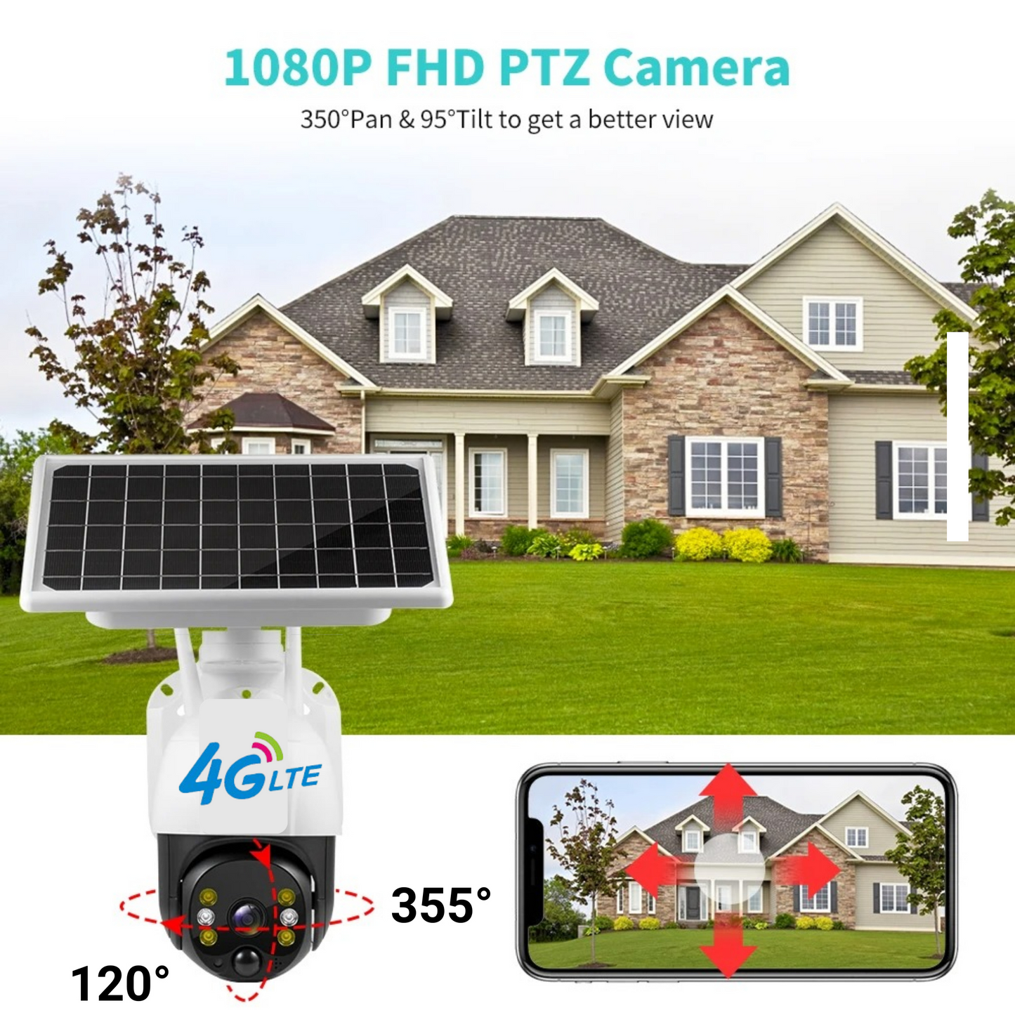 🔥Cámara Solar 4G SIM CARD Exterior 5MP HD 360° IP66 Batería