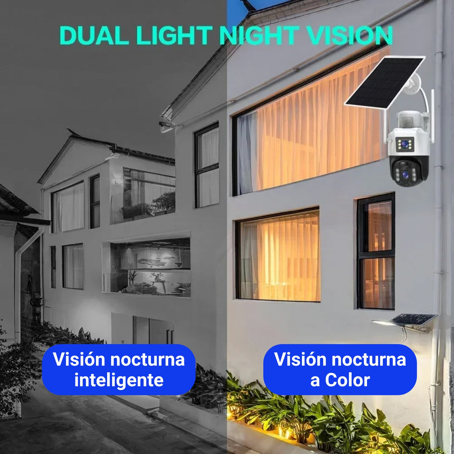 Cámara Solar Doble Lente SIM CARD Exterior 5MP HD 360° IP66 Recargable