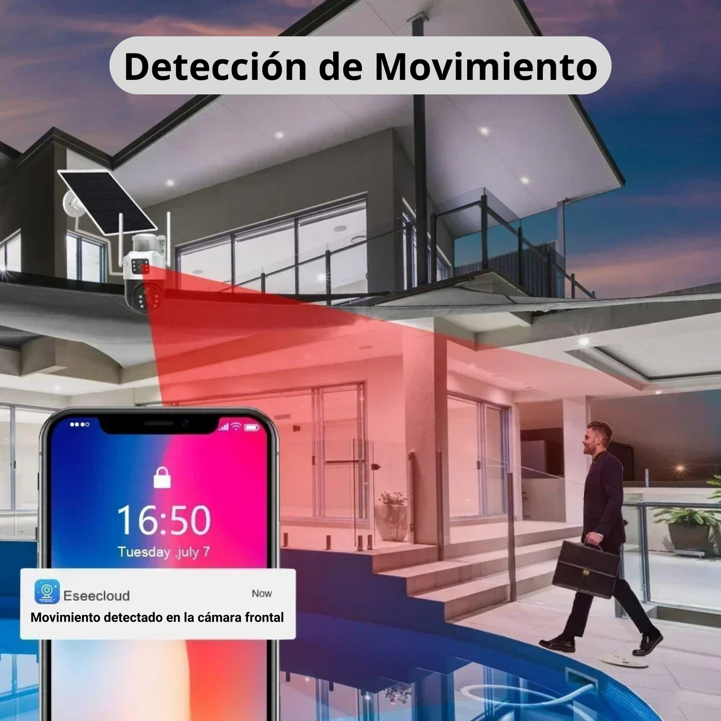 Cámara Solar Doble Lente SIM CARD Exterior 5MP HD 360° IP66 Recargable