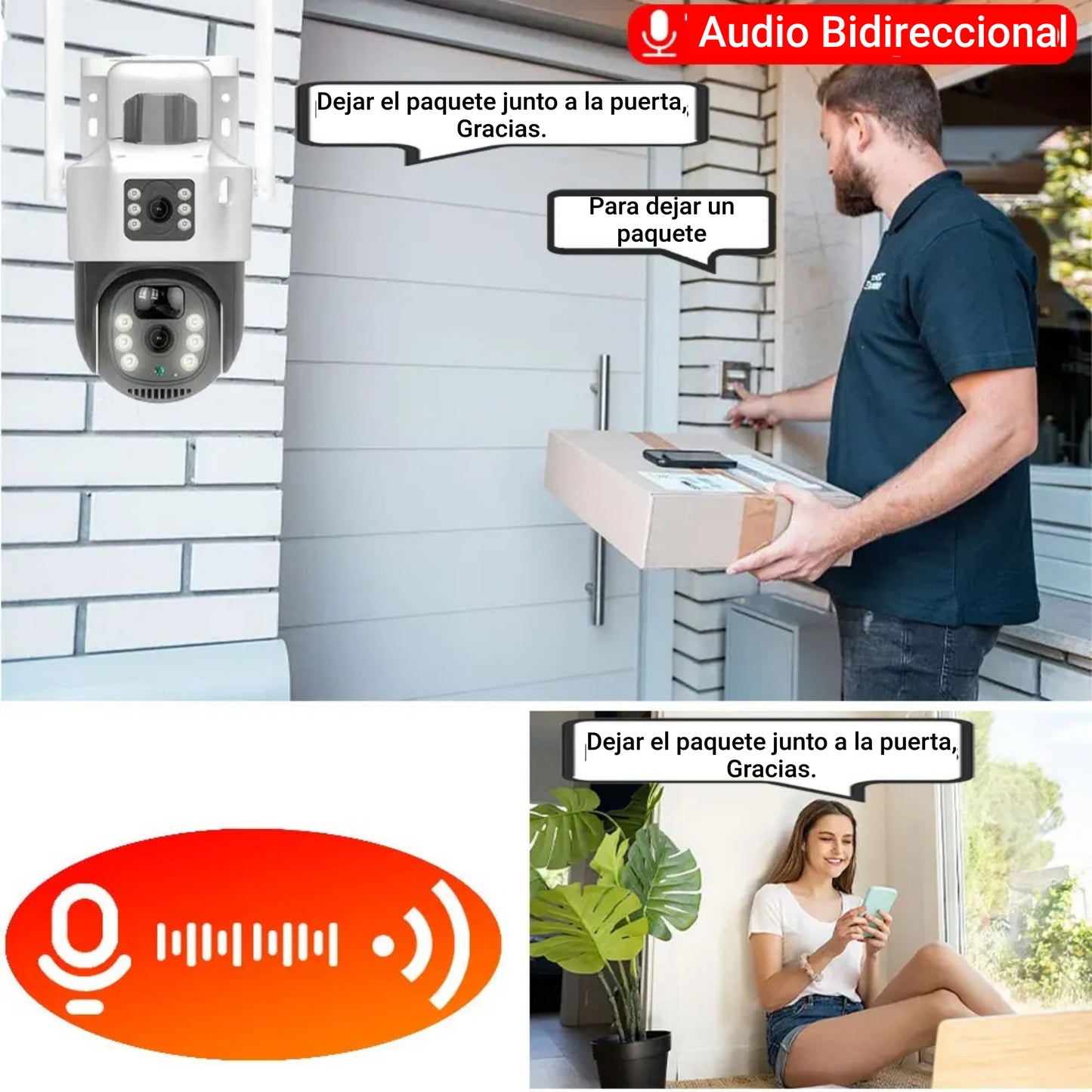 Cámara Solar Doble Lente SIM CARD Exterior 5MP HD 360° IP66 Recargable