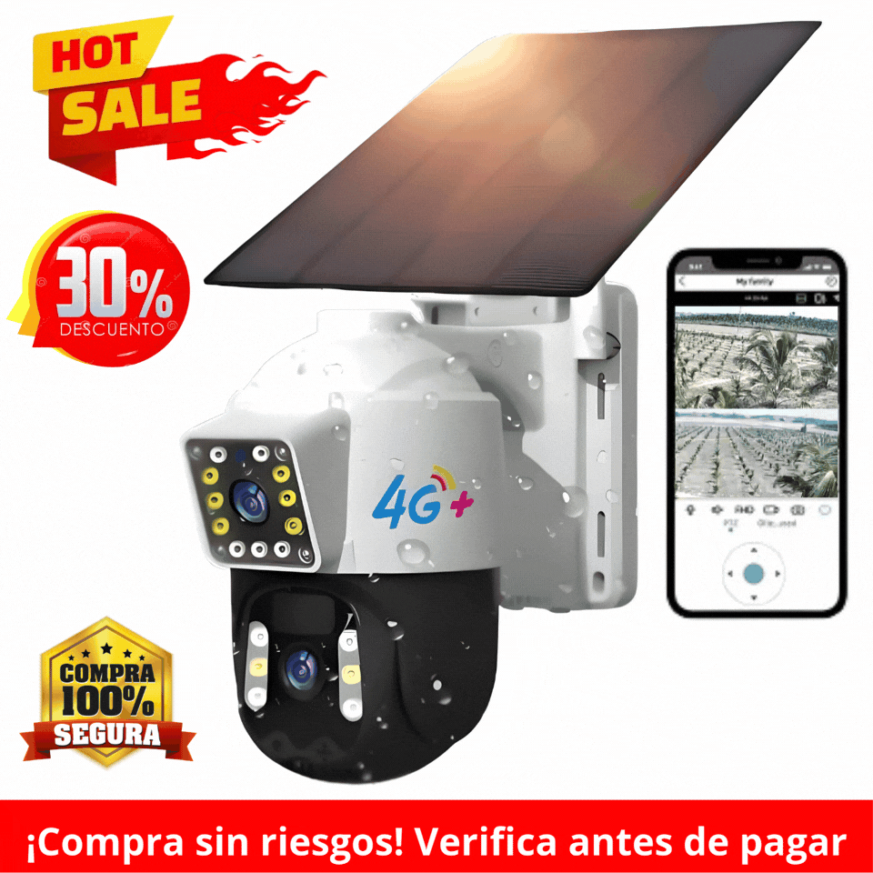 Cámara Solar Doble Lente SIM CARD Exterior 5MP HD 360° IP66 Recargable
