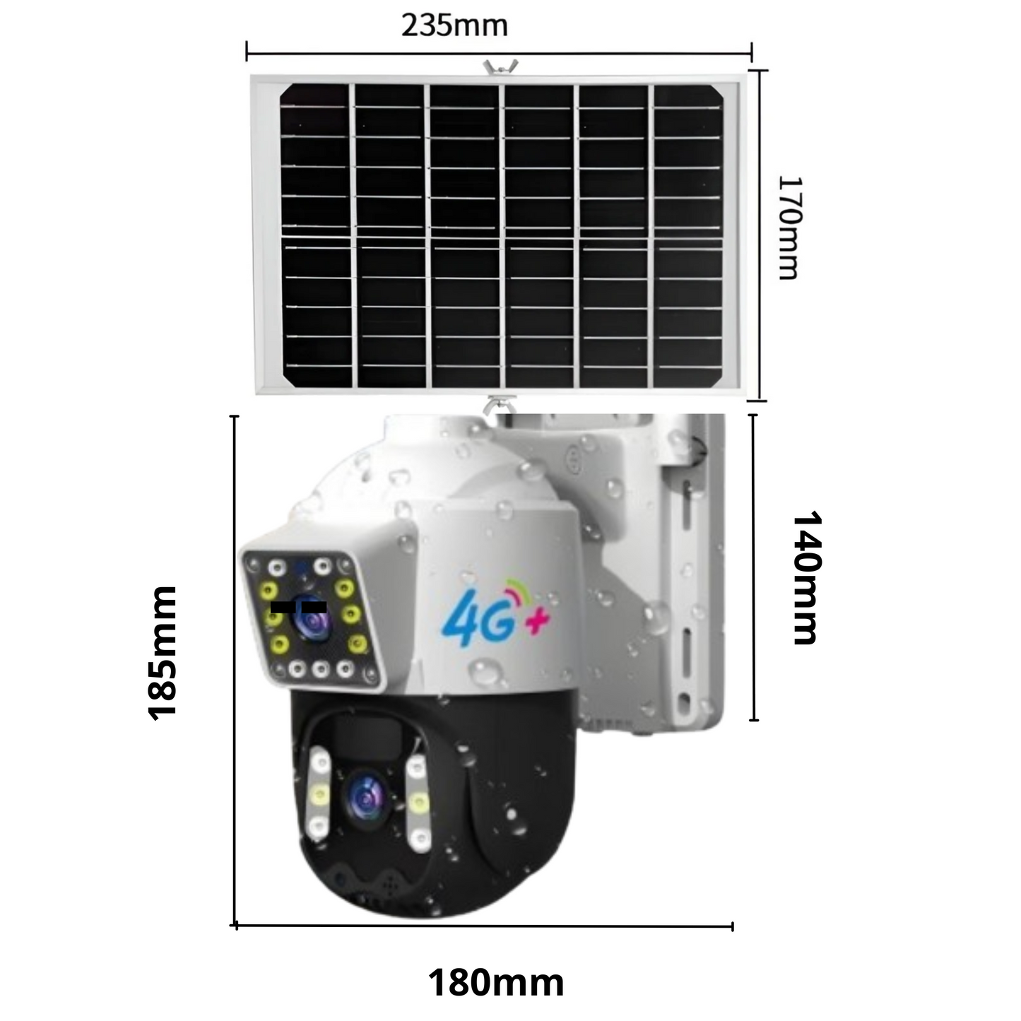 Cámara Solar Doble Lente SIM CARD Exterior 5MP HD 360° IP66 Recargable