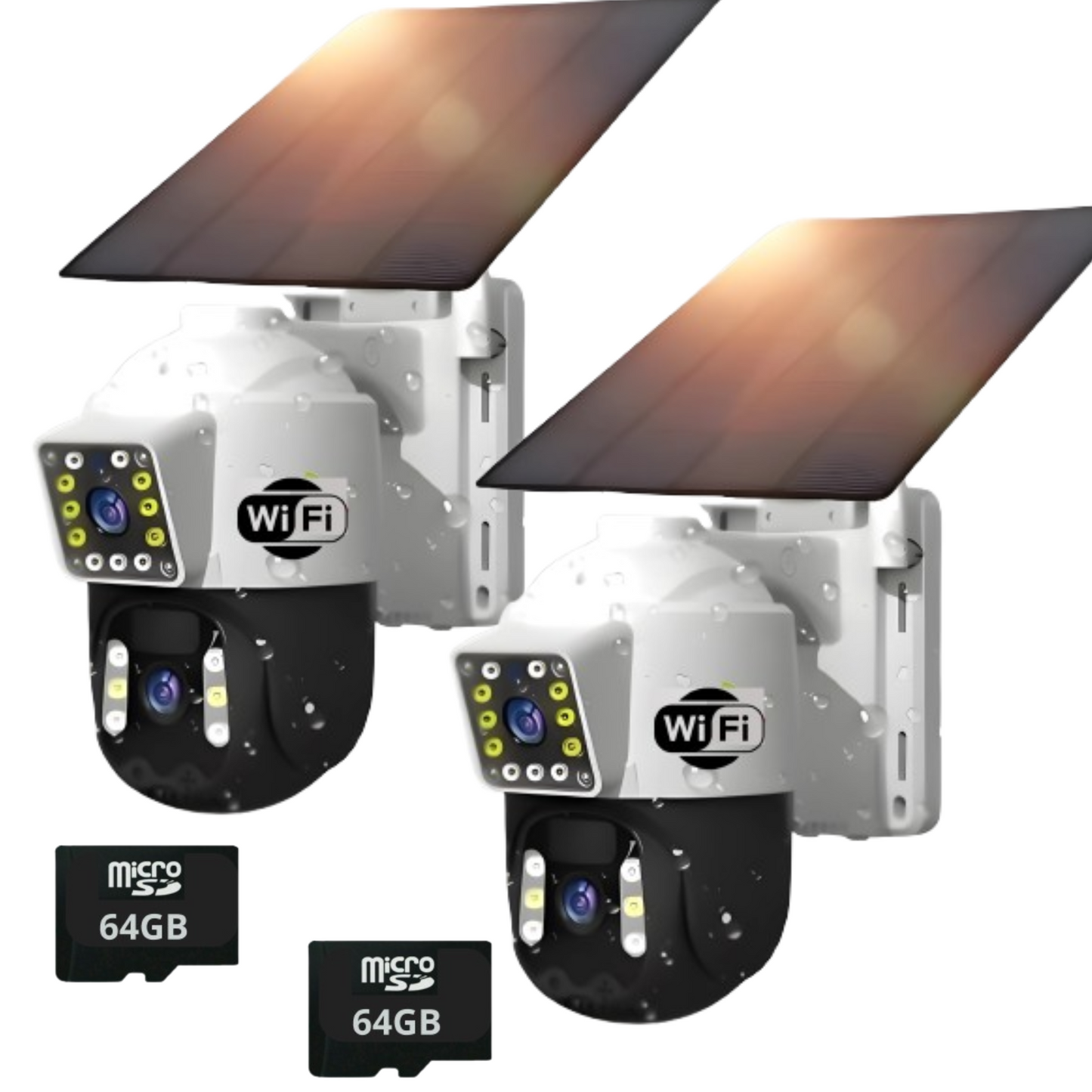 Cámara Solar Doble Lente SIM CARD Exterior 5MP HD 360° IP66 Recargable