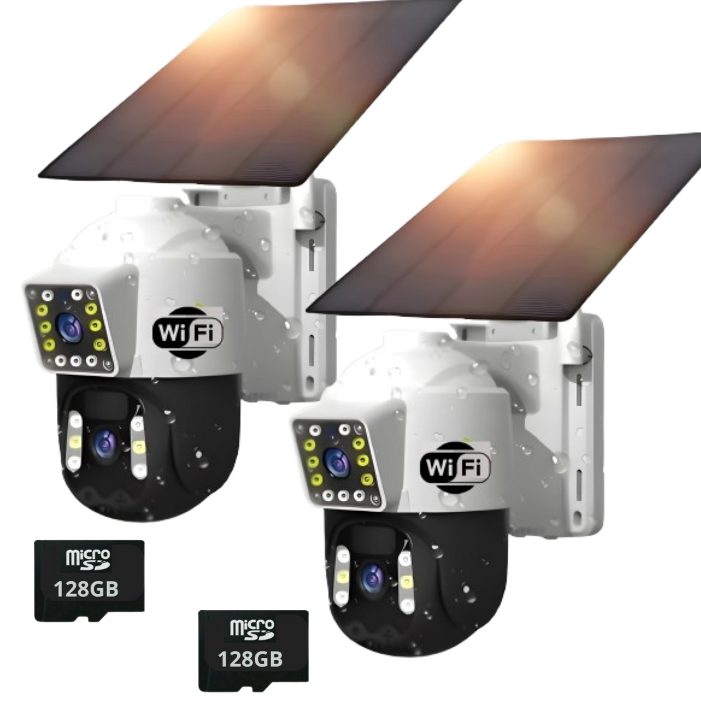 Cámara Solar Doble Lente SIM CARD Exterior 5MP HD 360° IP66 Recargable