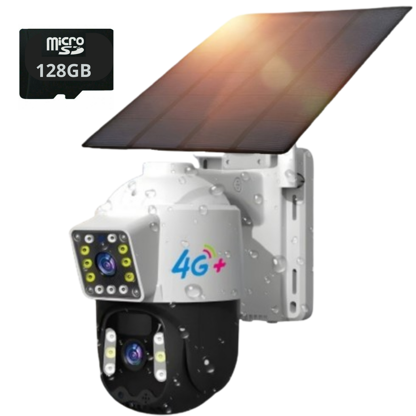 Cámara Solar Doble Lente SIM CARD Exterior 5MP HD 360° IP66 Recargable