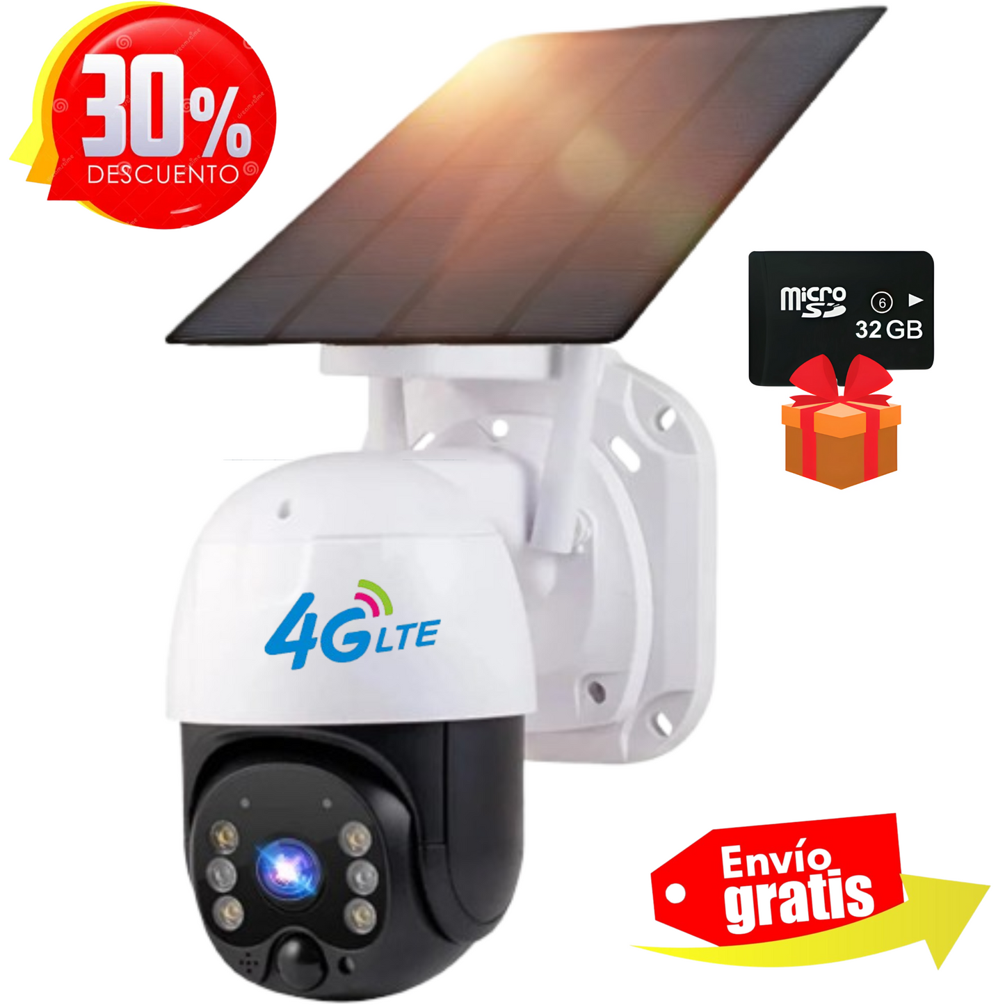 Cámara Solar Doble Lente SIM CARD Exterior 5MP HD 360° IP66 Recargable