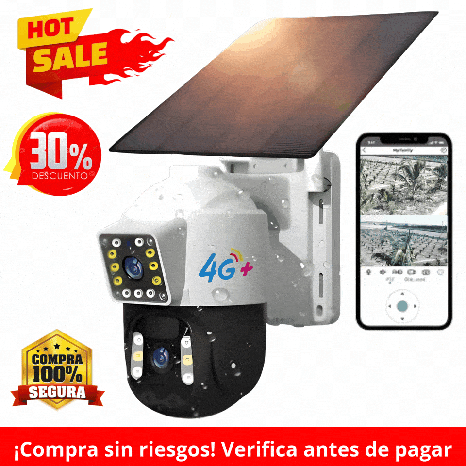 Cámara Solar Doble Lente SIM CARD Exterior 5MP HD 360° IP66 Recargable