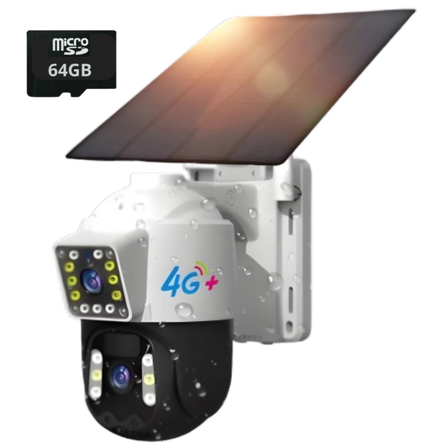 Cámara Solar Doble Lente SIM CARD Exterior 5MP HD 360° IP66 Recargable