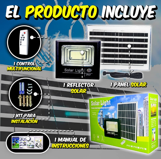 ☀️ Reflector Solar 200W Ultra IP66 Inalámbrico + Luz LED + 12 Horas Batería