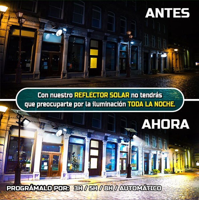 ☀️ Reflector Solar 200W Ultra IP66 Inalámbrico + Luz LED + 12 Horas Batería