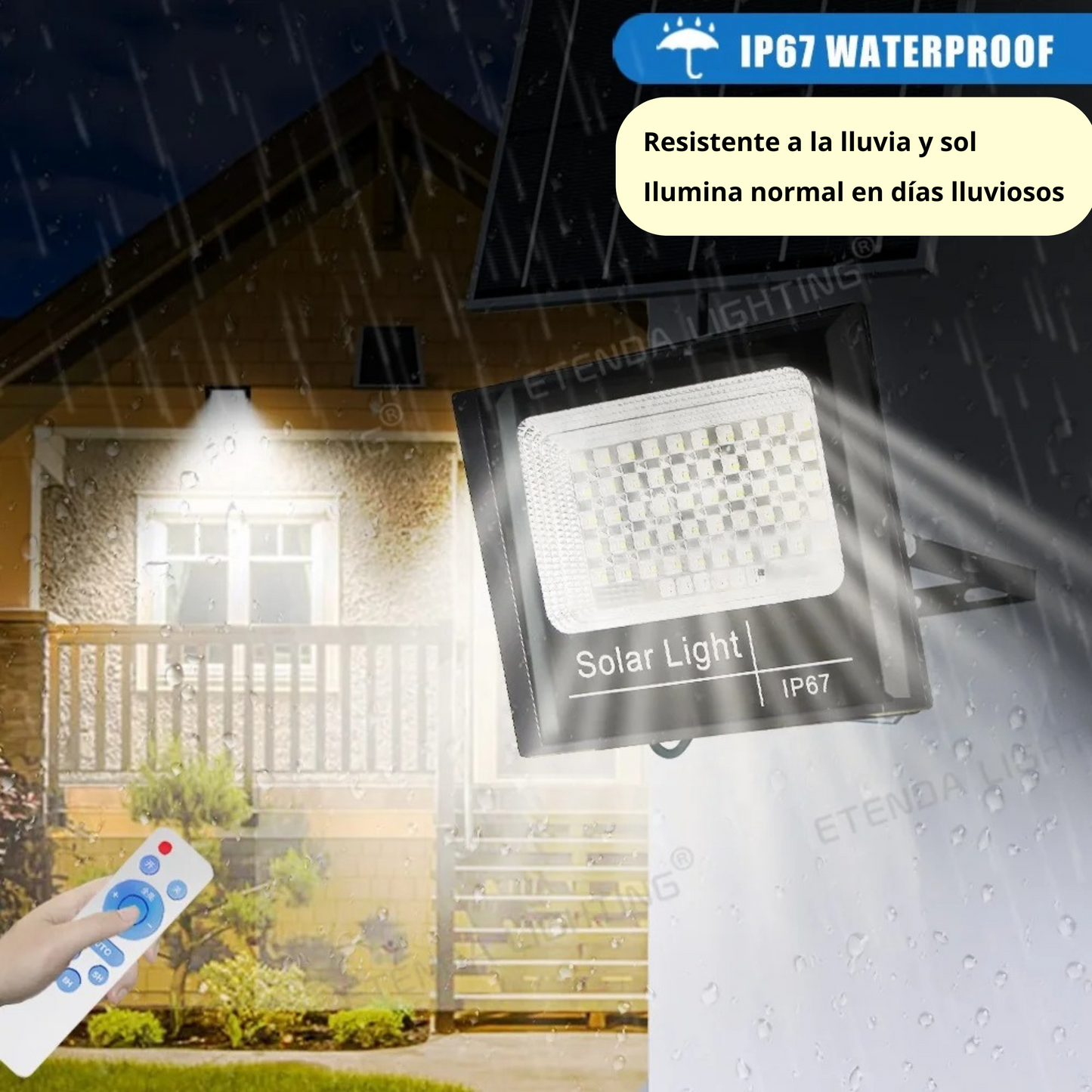 ☀️ Reflector Solar 200W Ultra IP66 Inalámbrico + Luz LED + 12 Horas Batería